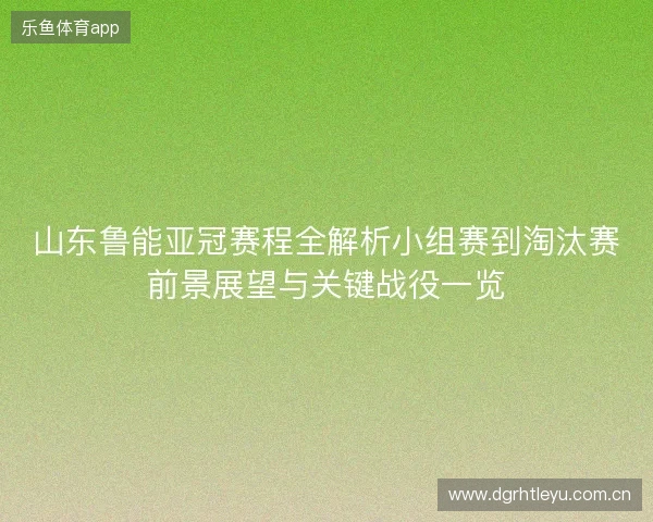 山东鲁能亚冠赛程全解析小组赛到淘汰赛前景展望与关键战役一览