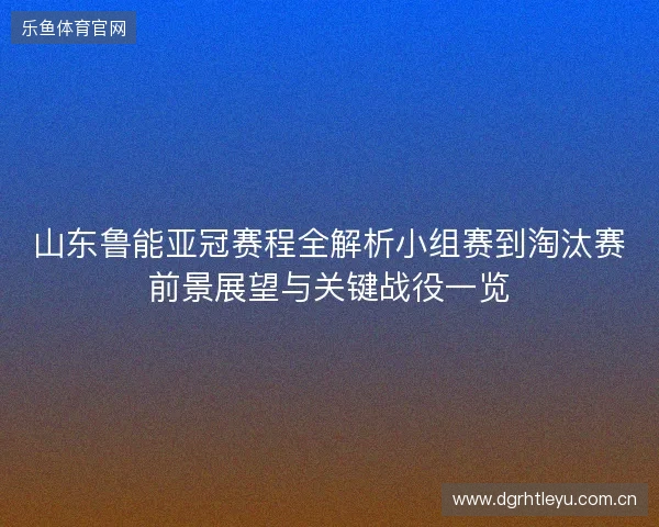 山东鲁能亚冠赛程全解析小组赛到淘汰赛前景展望与关键战役一览
