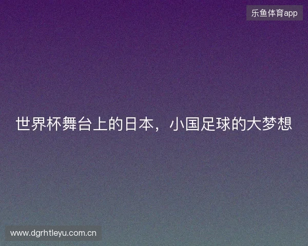 世界杯舞台上的日本，小国足球的大梦想